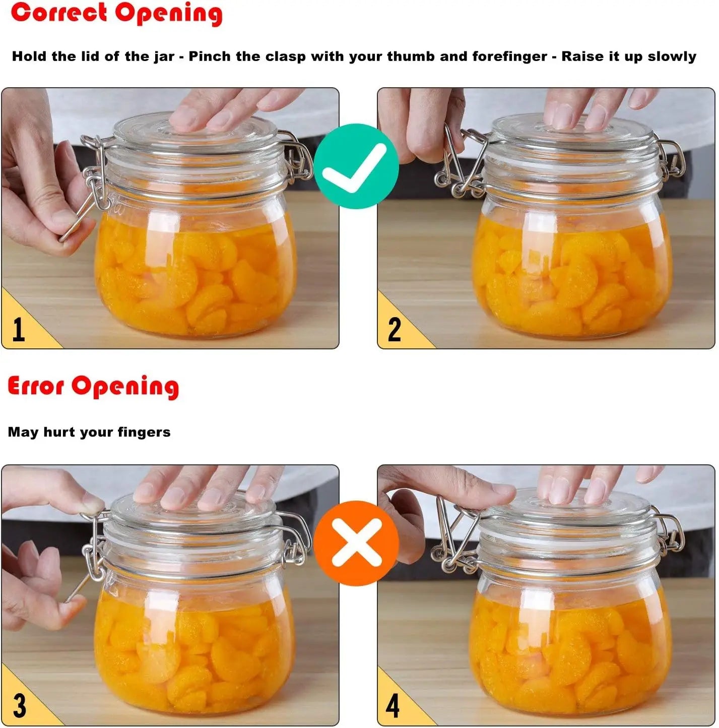 Glass storage jar with airtight clamp lid