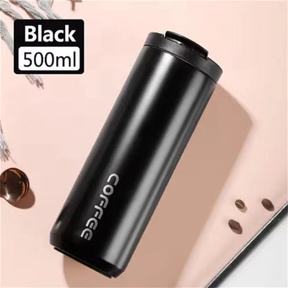 500ML Stainless Steel Coffee Thermos Bottle Thermal Mug Leakproof Car Vacuum Flasks Coffee Cup Travel Portable Insulated Bottles