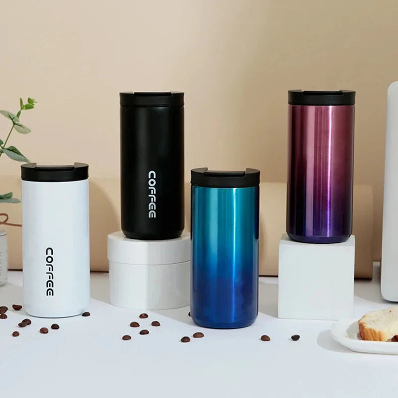 500ML Stainless Steel Coffee Thermos Bottle Thermal Mug Leakproof Car Vacuum Flasks Coffee Cup Travel Portable Insulated Bottles