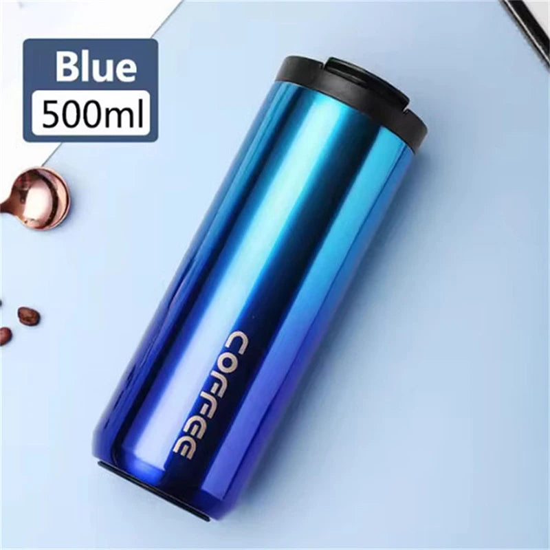 500ML Stainless Steel Coffee Thermos Bottle Thermal Mug Leakproof Car Vacuum Flasks Coffee Cup Travel Portable Insulated Bottles