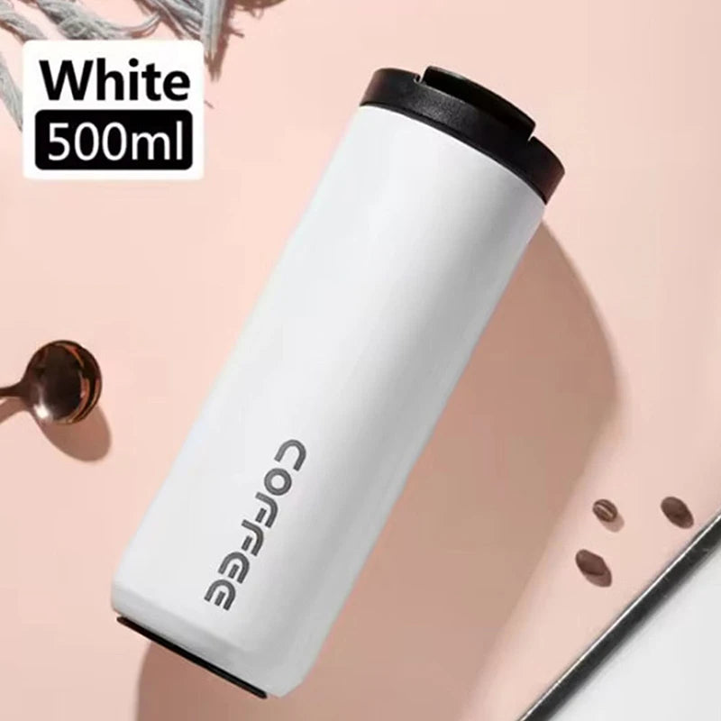 500ML Stainless Steel Coffee Thermos Bottle Thermal Mug Leakproof Car Vacuum Flasks Coffee Cup Travel Portable Insulated Bottles