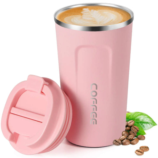 Pink Stainless Steel Coffee Cup Hot Cold Warm Water Beverage Thermo Insulated Leakproof Women Christmas Valentines Day Gifts