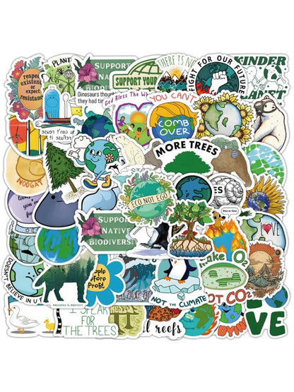 50/30/10PCS Man and Nature Stickers To Protect The Original Ecology of Nature Handbook Water Cup Decoration Waterproof Stickers